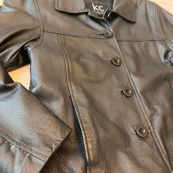 Kc collection womens leather lined‎ blazer. Button front w/ pockets. Sz M - Picture 4 of 8